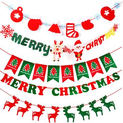 China Amazon Hot Sell Barber Shop Decoration Non-woven Banner Santa Claus Merry Christmas Paper Hanging Banner for sale