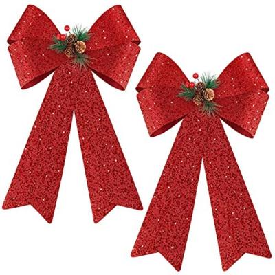 China Christamas Christmas Home Decoration Big Red Ribbon Bow For Christmas Decoration for sale