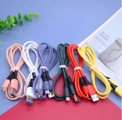 China Hot Selling Mobile Phone Liquid Silicone Chargers And Cable Mobile Phone 3A Super Candyeic Cable For Type-C Micro USB iPhone Charger Cable for sale