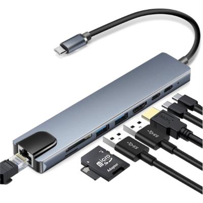 China Hot Usb Hub 8 Type C In 1 Usb High Speed ​​Hub Multi Function Adapter For Macbookpro And Type C Windows 801 Laptops for sale