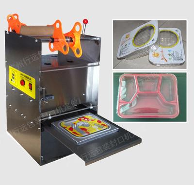 China High Quality Food Table Top Lunch Box Sealing Machine / Lunch Box Sealer Machine Manual Feed With PP Film for sale