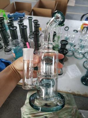 China for sale glass bongs 3 ice notches Arms perc buy glass beaker water bong for sale