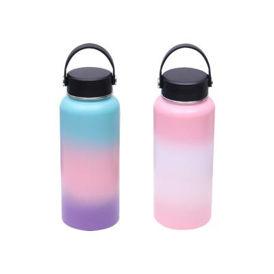 China Sustainable Gradient Color Thermos Bottle Water Vacuum Flask Sports Insulated Stainless Steel for sale