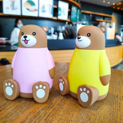 China Wholesale Viable Kids Cute Shape Animal Bear Free Glass BPA Borosilicate Hot Water Bottle for sale