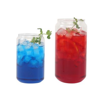 China Wholesale BPA Free Stocked 16oz Juice Borosilicate Reusable Crystal Beer Can Shaped Glass Mug for sale