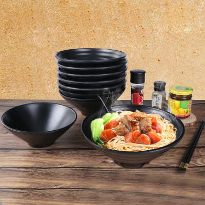 China Large Viable Black Noodle Restaurant Melamine Ramen Bowl With Custom Logo for sale