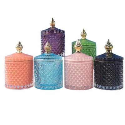 China Modern Wholesale Low MOQ For Custom Colors Embossed Luxury Empty Candle Jar for sale