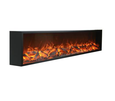 China Modern Luxury Artificial Wood Indoor Electric Fireplace Recessed Fake Fireplace for sale