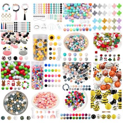 China Christmas Colorful Silicone Gold DNG Focal Teething Letter Beads Bangle Bracelet Lanyard 15mm Key Chain Gray Bulk Wholesale for sale