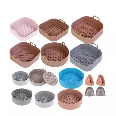 China Reusable DNG2 Package Silicone Drip Tray Pot Mat Square Viable For Air Fryer Insert Pot Liner Rectangle Silicone Basket Mats Baking Tray for sale