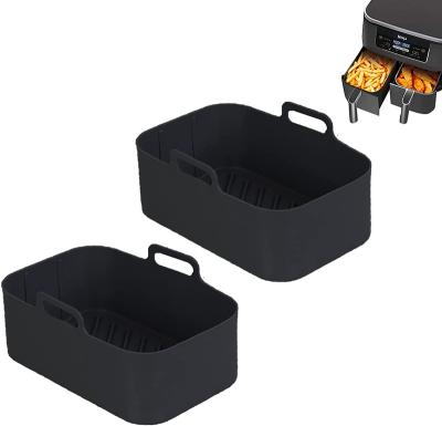 China DNG Viable 2pcs 2 Pack Air Fryer Silicone Tray 7.5inch Cooking Pot For Ninjas Reusable Dual Air Fryer for sale