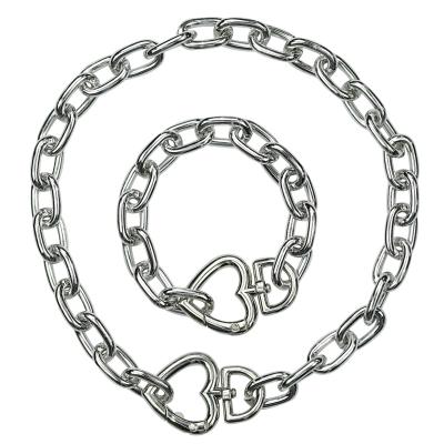 China Vintage Autumn New Arrival Wholesale Trendy Simple Design Chain Bracelet Necklace Set Heart Charm Aluminum Padlock For Women Men for sale