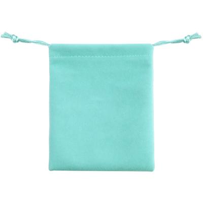 China VELVET SAC elegant classic blue color soft velvet jewelry bag with drawstring for jewelry packaging size custom logo for sale