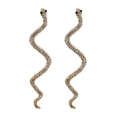 China Factory Wholesale Price 14K Long Gold Chunky Earring Jewelry For Women Wave Gem Stone Snake Stud Earring Animal FASHIONABLE for sale