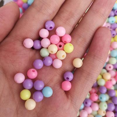 China 7mm Heart Acrylic Round Beads 6mm Soft Color For Women Kids Girls DIY Jewelry Making Accessories 7mm Acrylic Heart Beads 6mm Round Beads for sale