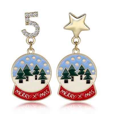 China Different Christmas Enamel Drop Earring FASHION Jewelry Drop Earring For Women Gift Santa Christmas Tree Lucky Star Reindeer Snowman for sale