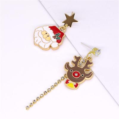 China FASHIONABLE Cute Santa Christmas Tree Lucky Star Dangle Drop Gift Reindeer Snowman Jewelry Earring Asymmetric Earring for Girls W for sale