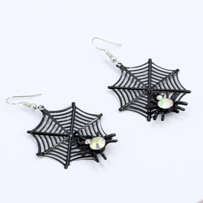 China Chunky Design Wholesale Amazon Best Seller Halloween Personalized Creative Black Net Spider Earring Dangle Jewelry For Women for sale