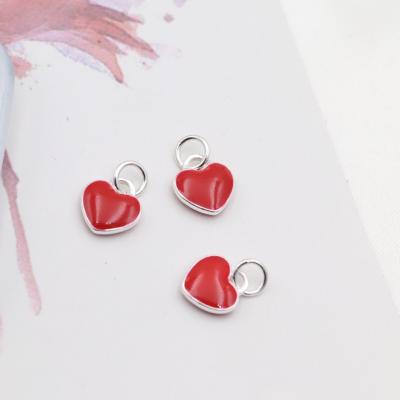 China 925 Sterling Silver Tiny Enamel Heart Shape DIY Charm Pendant For Jewelry Making Tasty Wholesale Hypoallergenic LC1100254 for sale