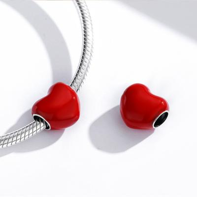 China 925 Sterling Silver Heart Charms Bright Color Enamel Love Heart Tasty Hypoallergenic Metal Bead for Jewelry Making LC1100252 for sale