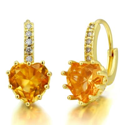 China Luxury LUXURY Gemstone Lever Cubic Zircon Jewelry Topaz Topaz Heart Shape Back Earring For Wedding Party for sale