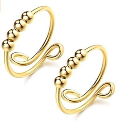 China Vintage New Product Good Quality Hot Selling Gold Anti-worry Stir Ring With Rotatable Beads Fashion Jewelry Wholesale for sale