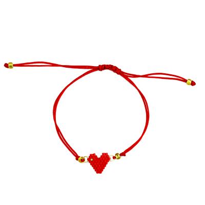 China Fine Quality Bestseller Bracelet Fashion Vintage Braided Red Heart Woven Bracelets For Girls Kids Jewelry for sale