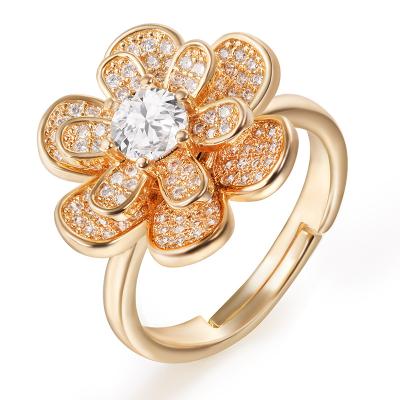 China Romantic Gold Plated Rings Designs With Crystal Bead Engraved For Girls, Women for sale