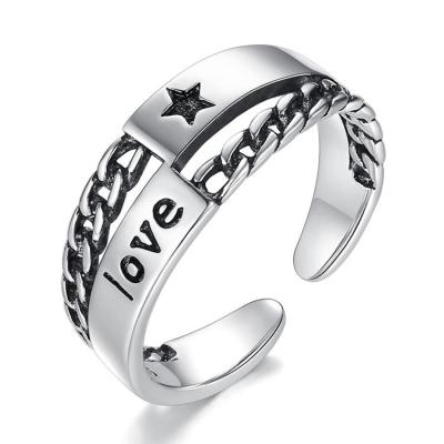 China Romantic Fashion Couple Jewerly Lover Eternity Rings 925 Sterling Silver Adjustable for sale