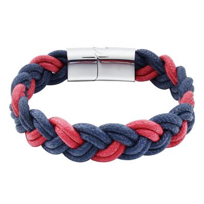 China Friendship Leather Cotton Rope Casual/Sports Adjustable Size Bracelet for sale