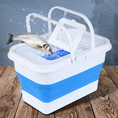 China 13L 20L Collapsible Cleaning Stocked Wash Around Water Silicone Plastic Collapsible Buckets For Camping Fishing for sale