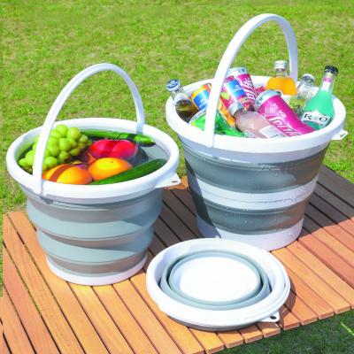 China 15L Water Car Wash Bucket Silicone Portable Multifunctional Outdoor Viable Collapsible Folding Bucket For Camping Use for sale