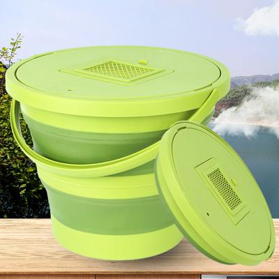 China Beach 15L Silicone Foldable Square Multi-Functional Foldable Storage Portable Water Broom Bucket for sale