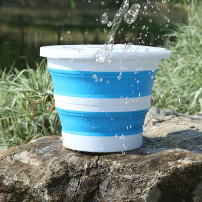 China New Fashion 15L Convenient Folding Bucket Viable Collapsible Silicone Collapsible Bucket For Outdoor Fishing Beach for sale