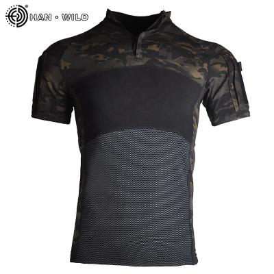 China Military Assault Combat Shirt Breathable Tactical Shorts Sleeve Camouflage Slim Fit T-Shirt for sale