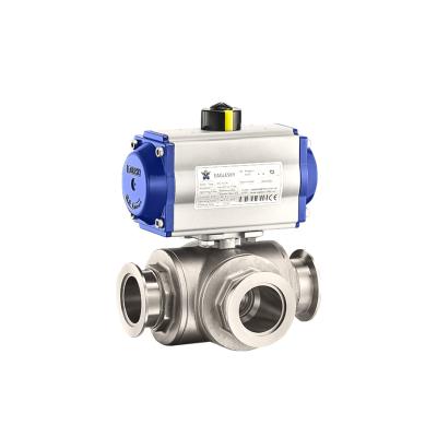 China Wholesale 3 Way Pneumatic Actuator General Thread AMA30 Stainless Steel Ball Valve for sale