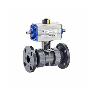 China APA20 Double Union Pneumatic Actuator PVC General Plastic Ball Valve / cpvc flange for sale