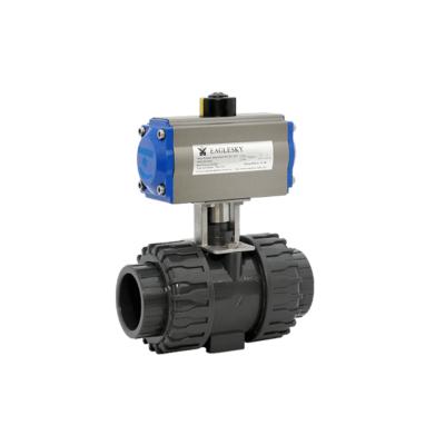 China APA20 General High Quality Double Union Pneumatic Actuator PVC Plastic Ball Valve / cpvc plug for sale