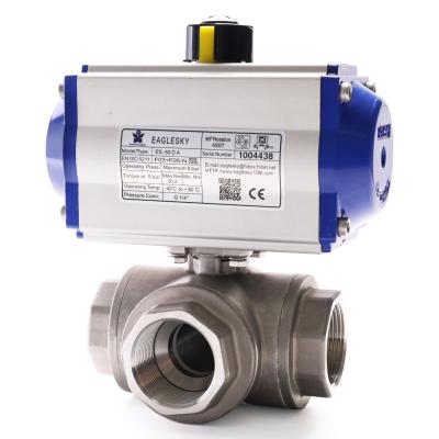 China General 2 Way 3 Way Stainless Steel METE PT NPT BSP Pneumatic Rotary 1000 Thread Ball Valve Actuator for sale