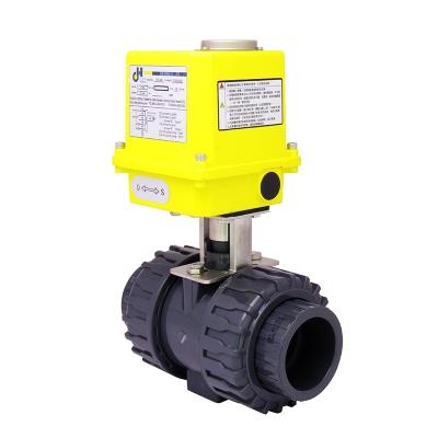 China General ON Modulating Motorized Double Union PVC Electric Actuator Ball Valve for sale