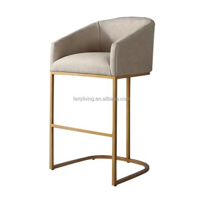 China Convertible American Style Modern Bars Custom Bar Stools Steel Golden Frame Gold For Bar Chairs Barstool Fabric Stool for sale