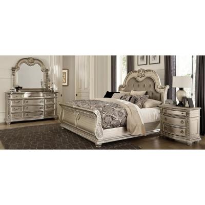 China Durable Luxury modern bedroom furniture set American style bedroom set 4-pcs panel bedroom sets for sale