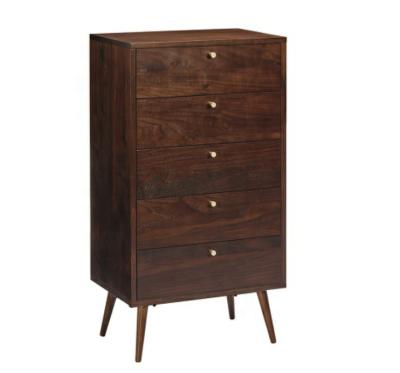 China Walnut Wood (Height) Adjustable Furniture Brass Handles Chest Living Room Storage 5 Drawer for sale