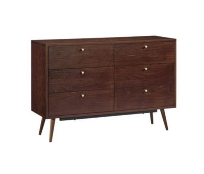 China Living Room 6 Adjustable Chest Drawer Walnut Modern Storage Cabinet Brass Handles (Size) for sale