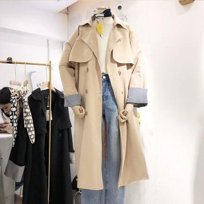 China Sustainable New Fall 2022 long khaki trench coat casual coat women's trench coats for sale