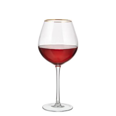 China Luxury Gold Crystal Glass Rim Wine Glass Cup Crystal Red Wine Glass With Wine Goblet Amazon Hot Selling Wine Cup for sale