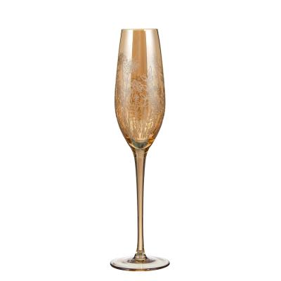 China BRIEF Champagne Glass Weeding Party With Decal For Champagne Glasses Crystal Champagne Flute Gold for sale