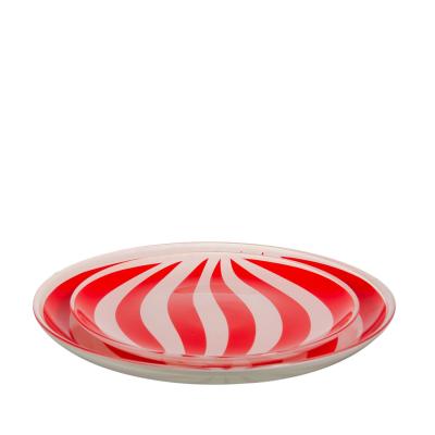 China 13 Inch Red Color Eco-friendly Glass Charger Plates Wedding Charger Dish Glass Wedding Decoration Ice for sale