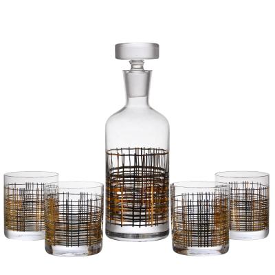 China Whiskey Glass Set Lead Free Crystal Old Fashioned Whiskey Decanter Bottle Whiskey Decanter Set for sale