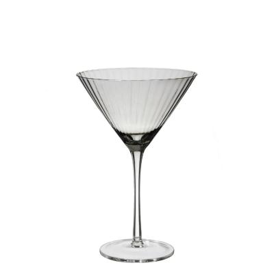 China Solid Amber Color Etched Decoration Gold Rim Spiral Line Decorate Wholesale Custom Gray Martini Glass Optic Cocktail Glasses Spray Wine Race Glassware for sale